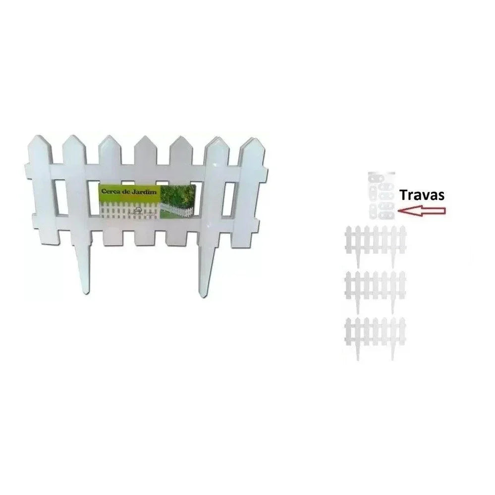 Kit com 24 Cercas Plásticas Decorativas para Jardim Inglês
