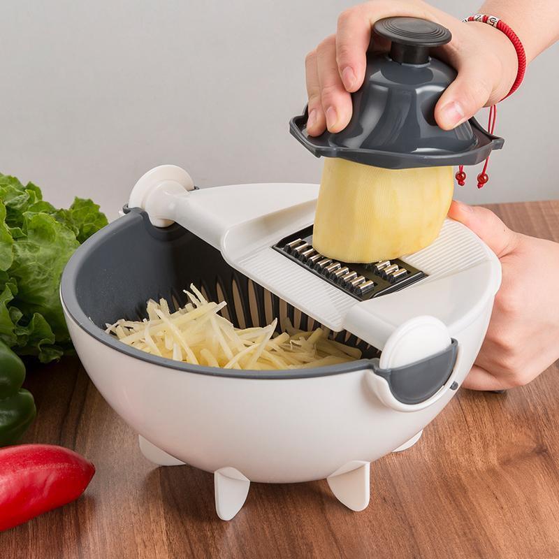 Ralador com Bacia Escorredor para Legumes  FATIAMAX  7 em 1.