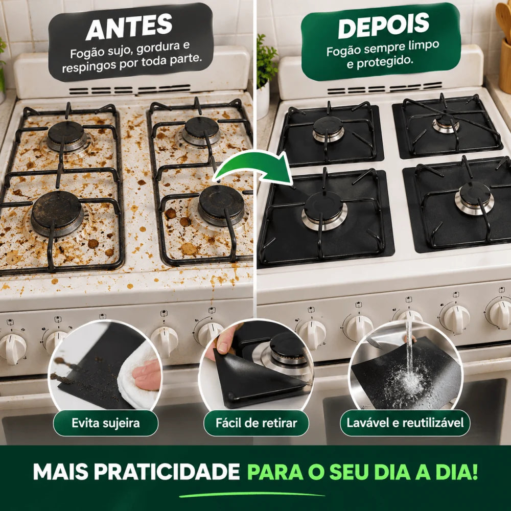 Kit Protetor para Fogão Lavável e Reutilizável | 50% OFF + Frete Grátis 🔥