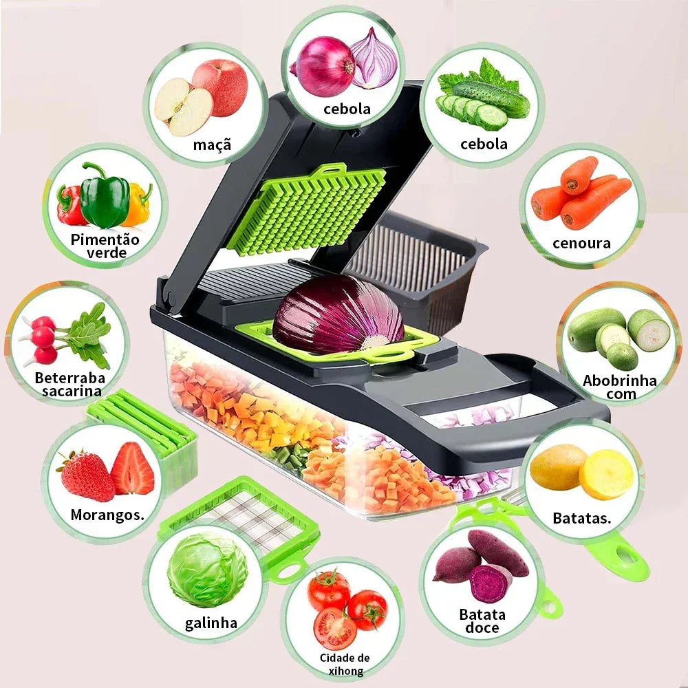 Triturador de Legumes Multifuncional 16 em 1 com Cesto